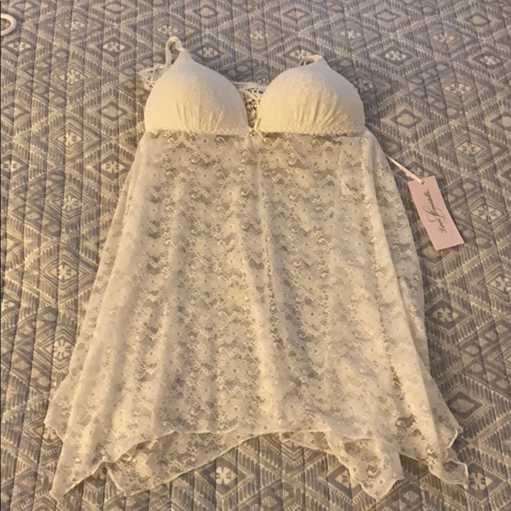 Linea Donatella Sheer Lace Nightgown